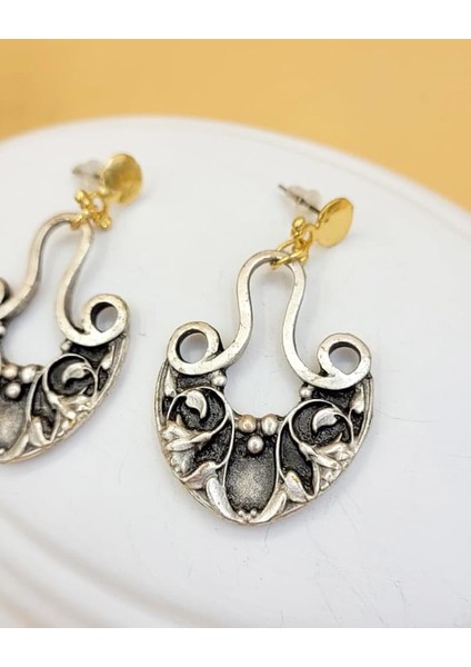 Gümüş Kaplama Antik Çiçek Sepeti Küpe fiyatları