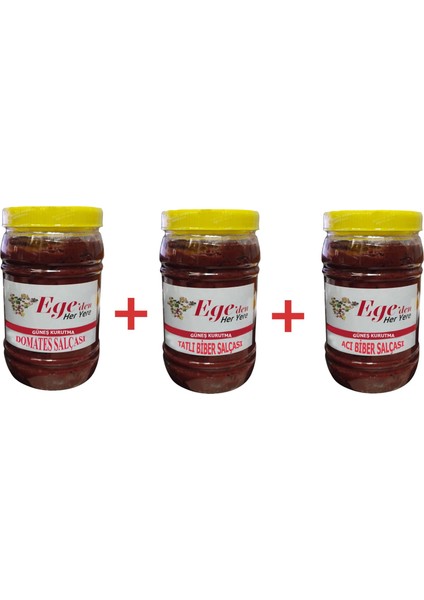 Domates Salçası 1 kg + Tatlı Biber Salçası 1 Kg. + Acı Biber Salçası 1 Kg. Üç Lezzet Bir Arada
