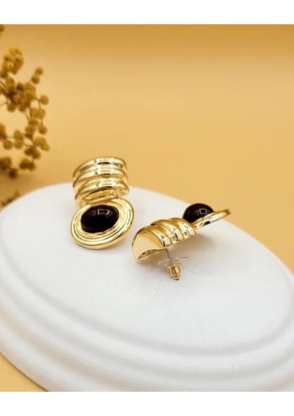 Kahverengi Marka Model Pirinç Gold Küpe modelleri