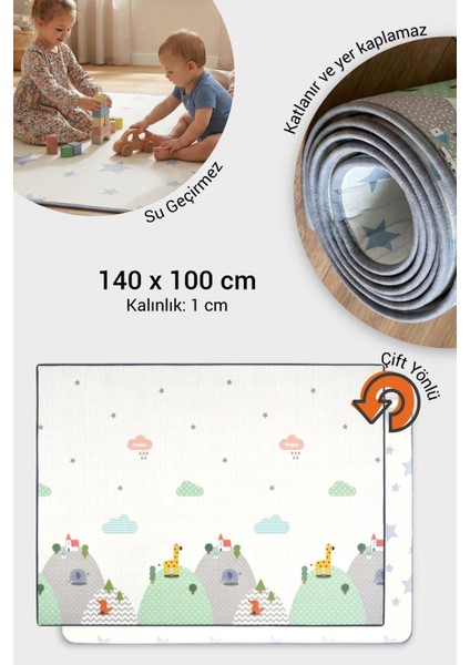 Oyun Matı, 140X100X1 cm Çift Taraflı Rulo Oyun Halısı fiyatları