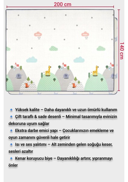 Oyun Matı, 140X100X1 cm Çift Taraflı Rulo Oyun Halısı fırsatları