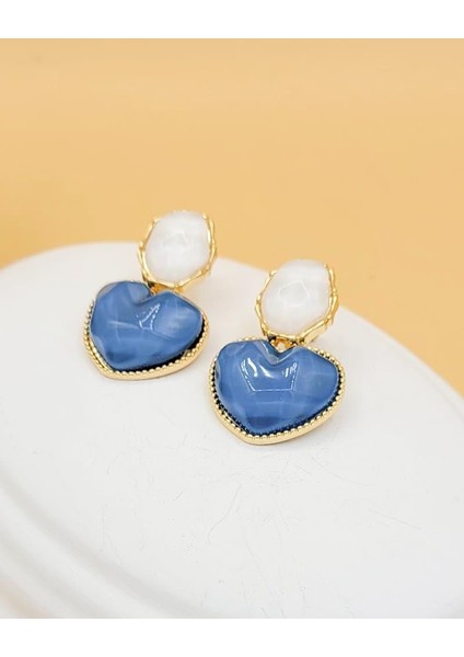 Açık Mavi Dalga Efektli Zr Model Sallantılı Küpe