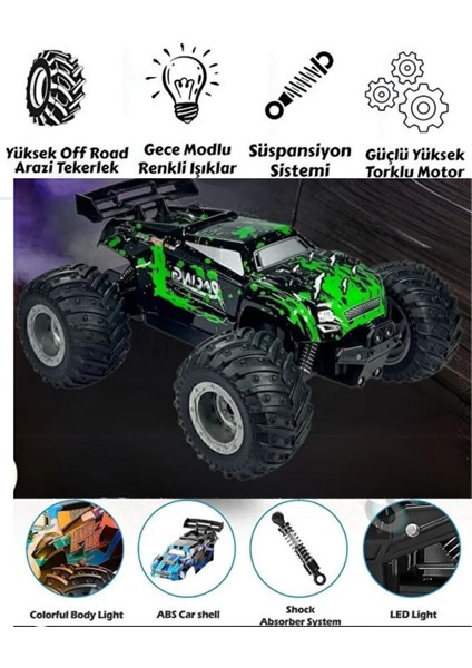 Uzaktan Kumandalı Araba Full Fonksiyon Işıklı Drift 4x2 15 Km Hız Yapan Jip