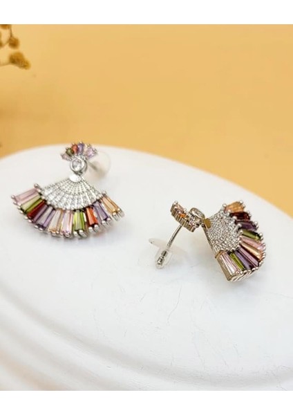 Renkli Taşlı Silver Tavus Kuşu Küpe fırsatları