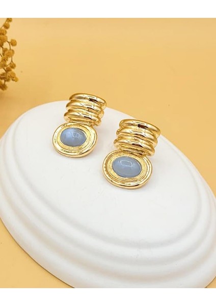 Bebe Mavisi Marka Model Pirinç Gold Küpe