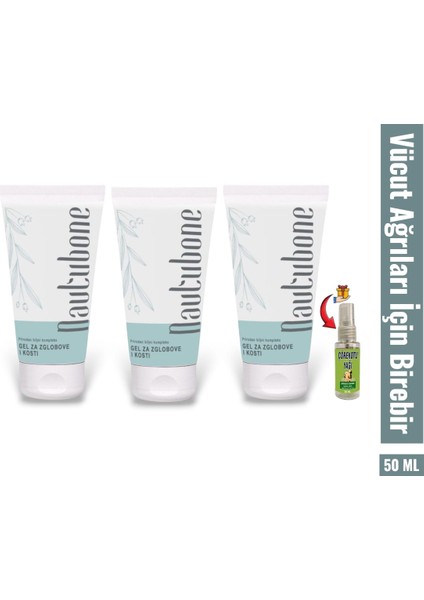 Nautubone Kas ve Eklemler Için Ağrı Masaj Kremi 50 ml x 3 Adet / Çörek Otu Yağı 30 ml Hediye