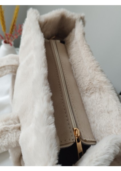 Vintage Peluş Kürk Model Sonbahar, Kış Tote Bag Kadın El, Kol, Omuz Çanta fırsatları