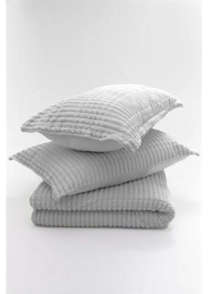 Modern 3 Parça Tek Battaniye Seti - Gri fiyatları