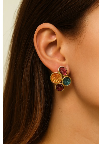 Renkli Mineli Çiçek Küpe fiyatları