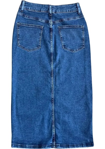 Kadın Slim Fit Lacivert Denim Etek fiyatları