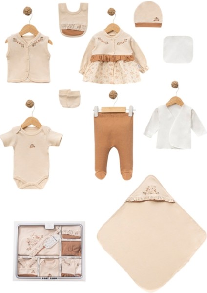 Çiçekli Tavşan Nakışlı 10'lu Zıbın Seti 1/3 Ay Lüks Set modelleri