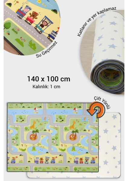 Oyun Matı, 140X100X1 cm Çift Taraflı Rulo Oyun Halısı fiyatları
