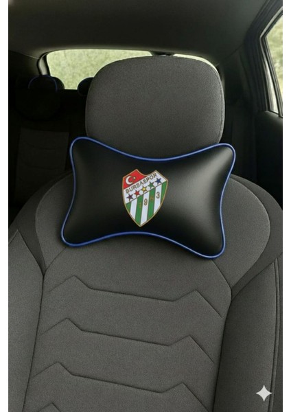 Yeşil-Beyaz Konfor - Bursaspor Logolu (4 Renk Detaylı) Ergonomik Oto Boyun Yastığı