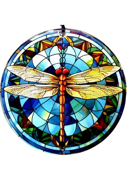 Yusufçuk Kuşlu 23 Santimetre Çapında Füzyon Cam Duvar Süsü