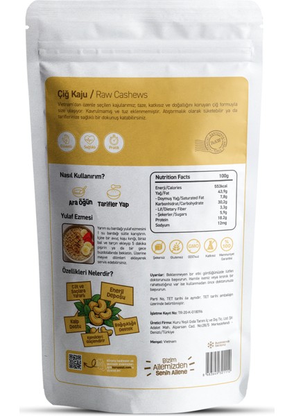 Çiğ Kaju 1 kg – Iri Tane Tuzsuz Katkısız Doğal Vegan Kuruyemiş fiyatları