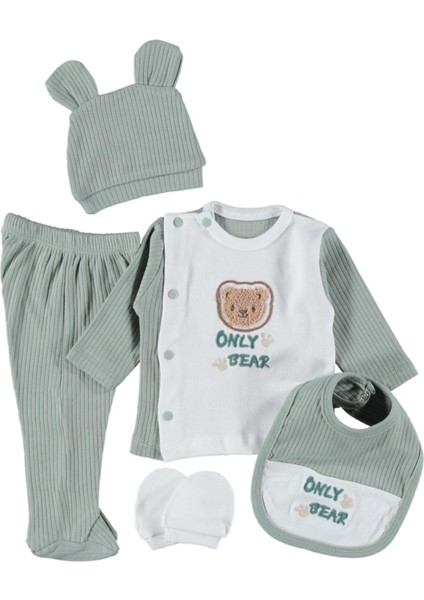 Raporlu Only Bear Nakışlı 5'li Zıbın Seti 1/3 Ay