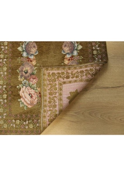 Kınay Yosun Yeşili Jakarlı Dokuma Goblen Dekoratif Astarsız Saçaksız Şönilli Seccade 70*115 fiyatları