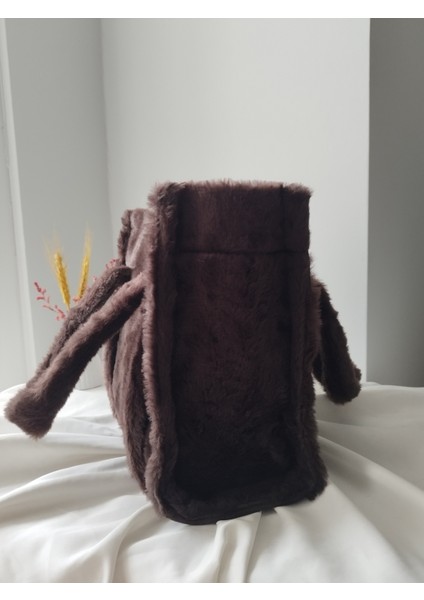 Vintage Peluş Kürk Model Sonbahar, Kış Tote Bag Kadın El, Kol, Omuz Çanta modelleri