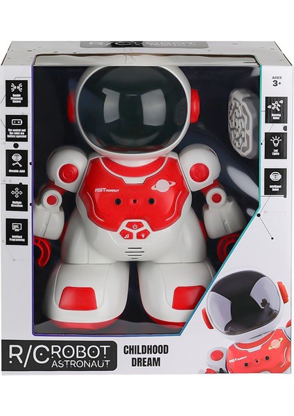 Uzaktan Kumandalı Akıllı Astronot Robot Işıklı Sesli Kırmızı DB05