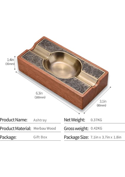 Cigarloong Damascus Ahşap Puro Küllüğü Bronze 2li modelleri
