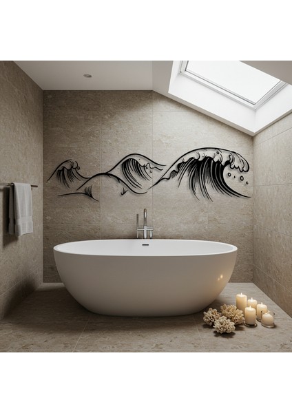 Deniz Dalgası Temalı Ahşap Duvar Tablosu fırsatları