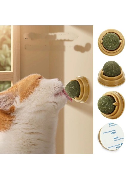 Duvara Yapışan Dönen Kedi Nanesi Cat Oyun Topu Doğal Kedi Oyuncağı