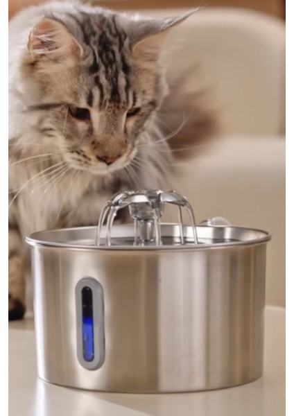 Sensörlü 2.2 L Göstergeli Paslanmaz Çelik Kedi Köpek Için Su Pınarı Su Çeşmesi Su Sebili BP02 fırsatları