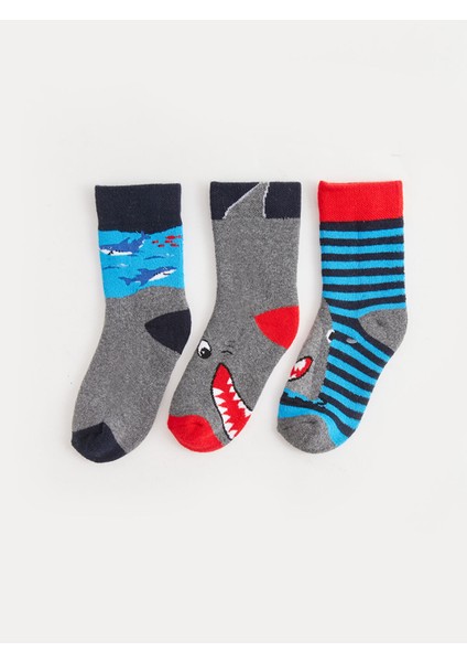 Yeni Sezon Desenli Erkek Çocuk Havlu Soket Çorap 3'lü