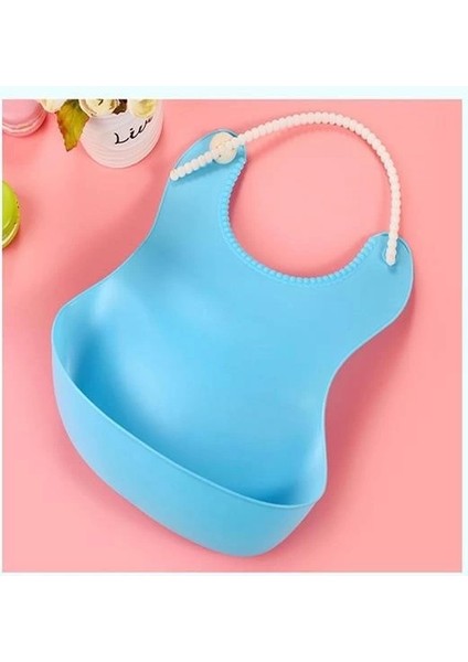 Çocuk Bebek Mama Önlüğü Dökülme Engelleyici Bükülebilir Mavi