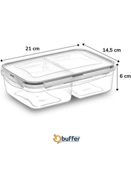 2 Bölmeli Sızdırmaz Contalı Kilitli Kapaklı 1 Litre Erzak Saklama Kabı -LC505 fırsatları