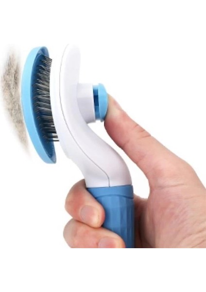 Kedi Köpek Tüy Toplayıcı Kendini Temizleyebilen Ergonomik Saplı Evcil Hayvan Tarağı Mavi fırsatları