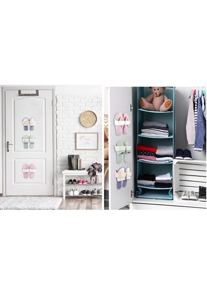 Banyo Terlik Tutucu - Kapı Arkası Pratik Raf - Terlik Tutucu Beyaz