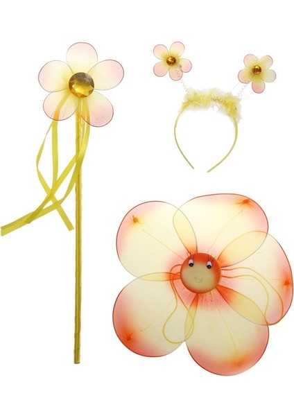 Çiçekli Kanat Seti 3 Parça - Sarı