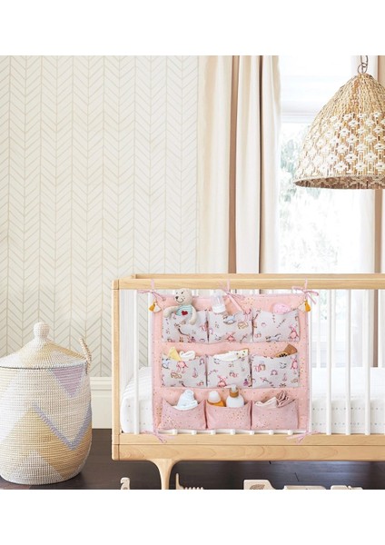 Baby 9 Cepli Bağlamalı Beşik Kenarı Düzenleyici (Pembe)