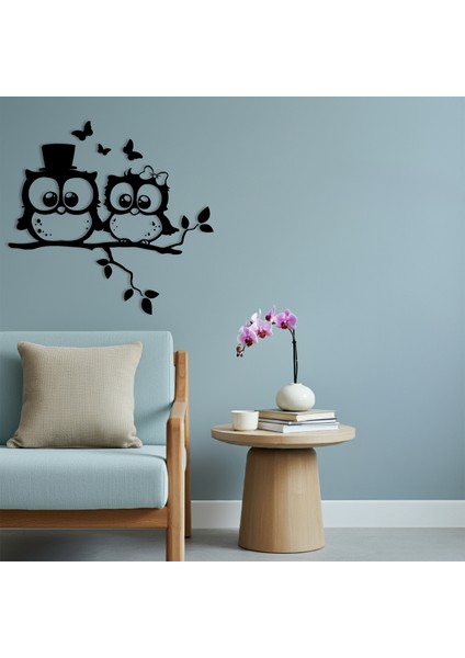 Baykuş Çift Temalı Ahşap Duvar Tablosu fiyatları