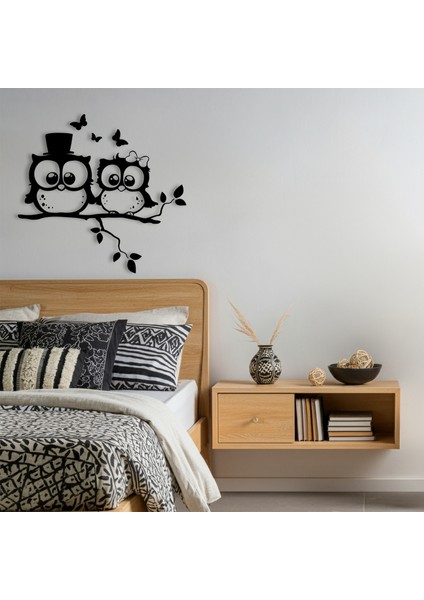 Baykuş Çift Temalı Ahşap Duvar Tablosu modelleri