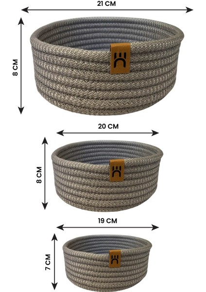 3'lü Hasır Görünümlü Sepet Seti | Çok Amaçlı Organizer | Banyo, Makyaj ve Raf Düzenleyici