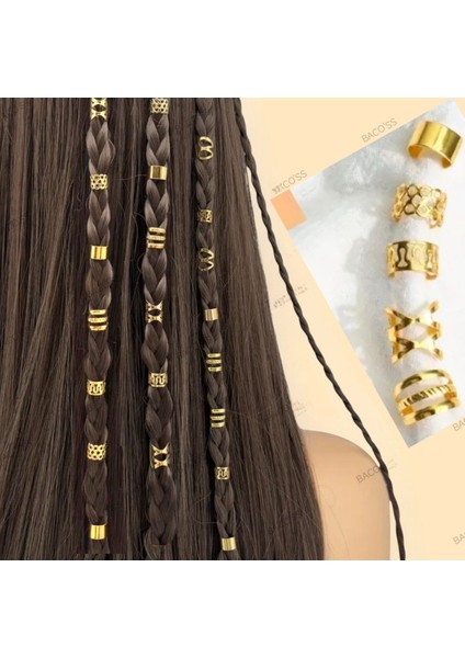Bohem Saç Halkası-Saç Küpesi Seti Modern Stil 10 Lu Hair Charms ( BC-1219 )