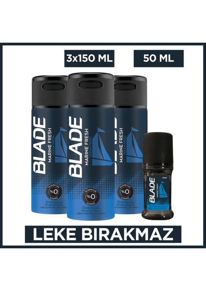 Marine Fresh Erkek Deodorant 3X150 ml & Marine Fresh Roll On 50 ml