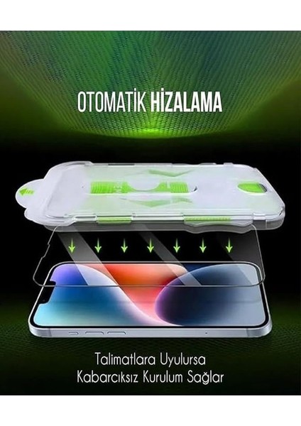 Apple iPhone 14 Uyumlu Kolay Uygulama Aparatlı Tam Kaplayan Kırılmaz Cam Ekran Koruyucu fırsatları