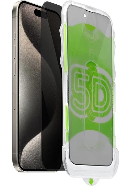 Apple iPhone 16 Pro Max Kolay Uygulama Aparatlı Tam Kaplayan Hayalet Kırılmaz Cam Ekran Koruyucu