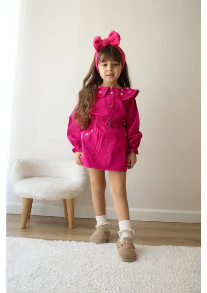 Bebe Yaka Gömlekli Etekli Takım