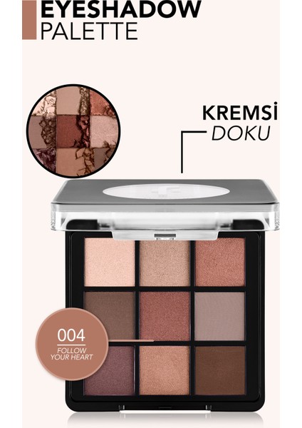 Kremsi Dokulu & Mat Bitişli/ışıltılı 9'lu Kompakt Göz Farı Paleti indirimleri