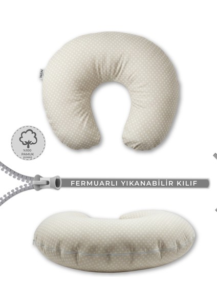 Emzirme Yastığı, %100 Pamuk Yıkanabilir Fermuarlı, Bebek Destek Minderi, Emzirme Destek Minderi