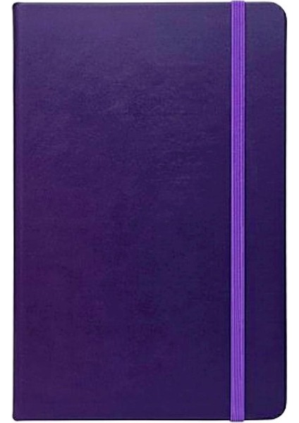 13X21 80 Yaprak Termo Deri Iplik Dikiş Lastikli Defter Çizgili Mor