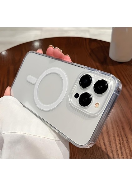 iPhone 14 Pro Max Magsafe Şeffaf Mika Sararmaz Sert Kılıf