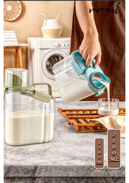 2'li 1.8 L Kapaklı Sıvı ve Toz Deterjan Saklama Kutusu, Çok Amaçlı ve Şık Tasarım