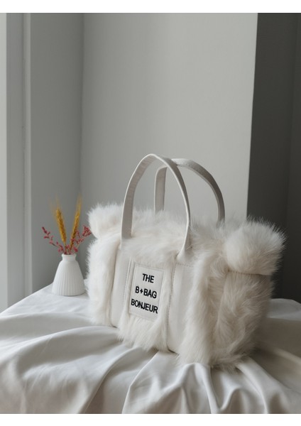 Vintage Peluş Kürk Model Sonbahar, Kış The Bag Bonjeur Kadın El, Kol, Omuz Çanta