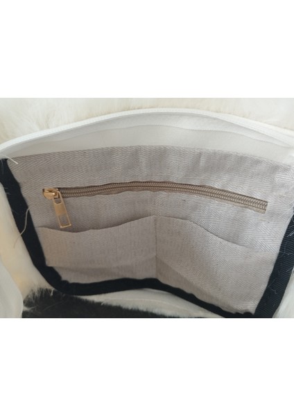 Vintage Peluş Kürk Model Sonbahar, Kış The Bag Bonjeur Kadın El, Kol, Omuz Çanta