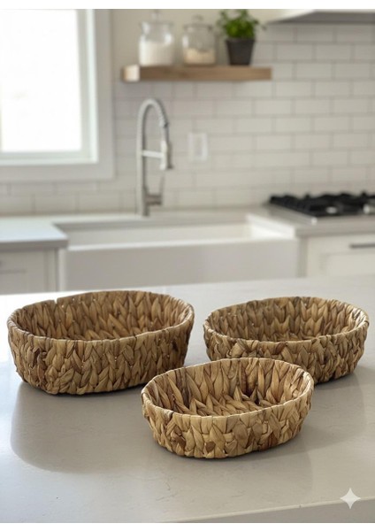 3'lü Oval Hasır Organizer Sepet fiyatları